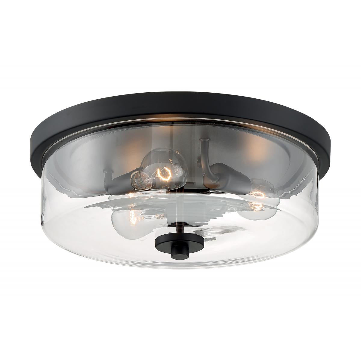 Nuvo 60-7269 Sommerset 3 Light Flush Mount with Clear Glass – Matte Black Finish, 60W Max, 120V