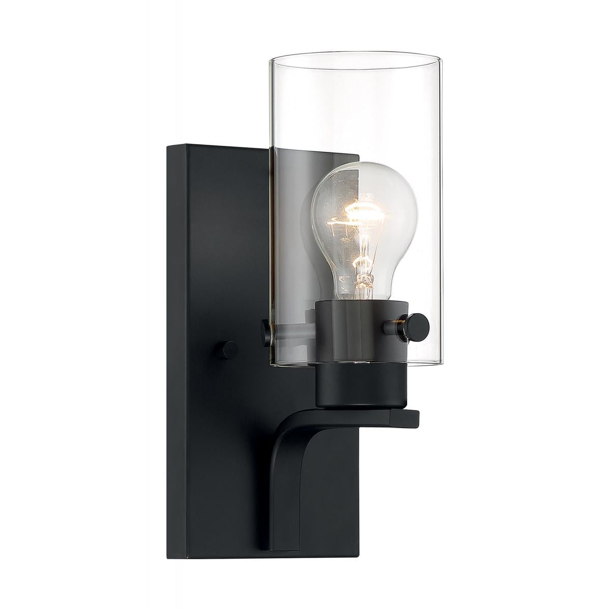 Nuvo 60-7271 Sommerset 1 Light Vanity with Clear Glass – Matte Black Finish, 60W Max, 120V