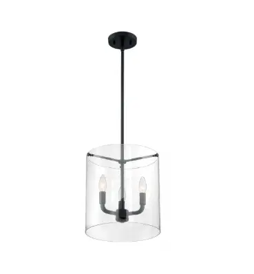 Nuvo 60-7277 Sommerset Series Pendant Light w/ Clear Glass, 3 Lights, Wattage 60W, Matte Black