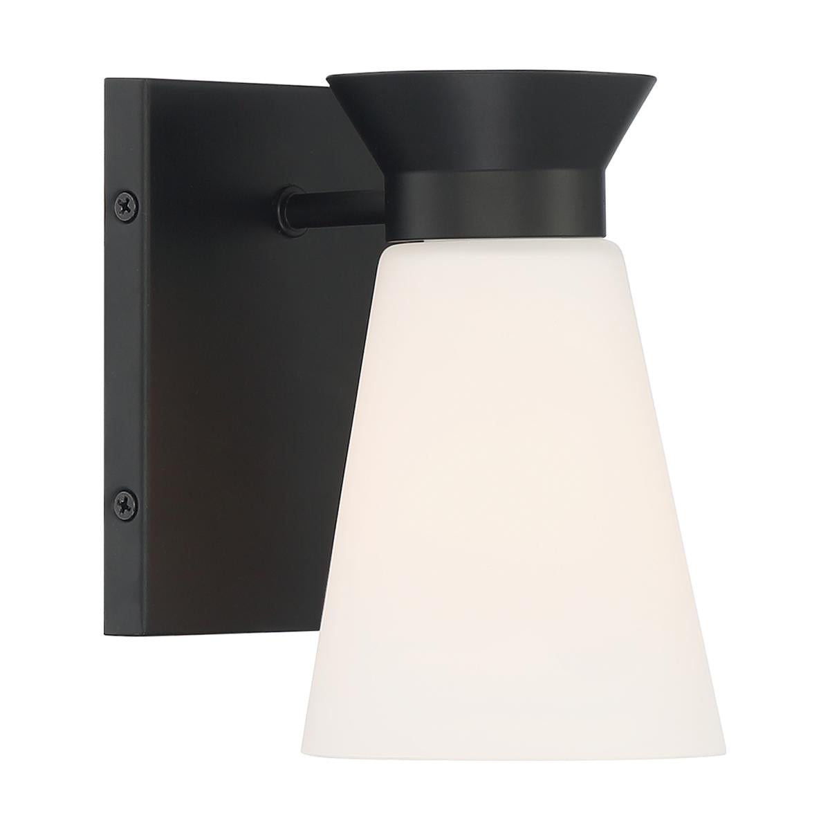 Nuvo 60-7311 Caleta 1 Light Sconce with Cylindrical Frosted Glass – Black Finish, 60W Max, 120V