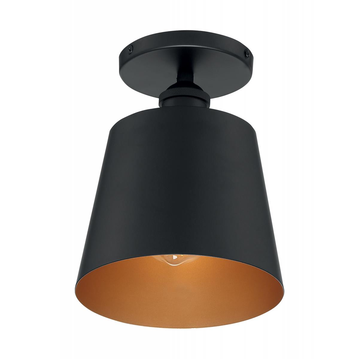 Nuvo 60-7331 Motif 1 Light Semi-Flush Fixture – Black and Gold Accents, 100W Max, 120V, cETLus Listed