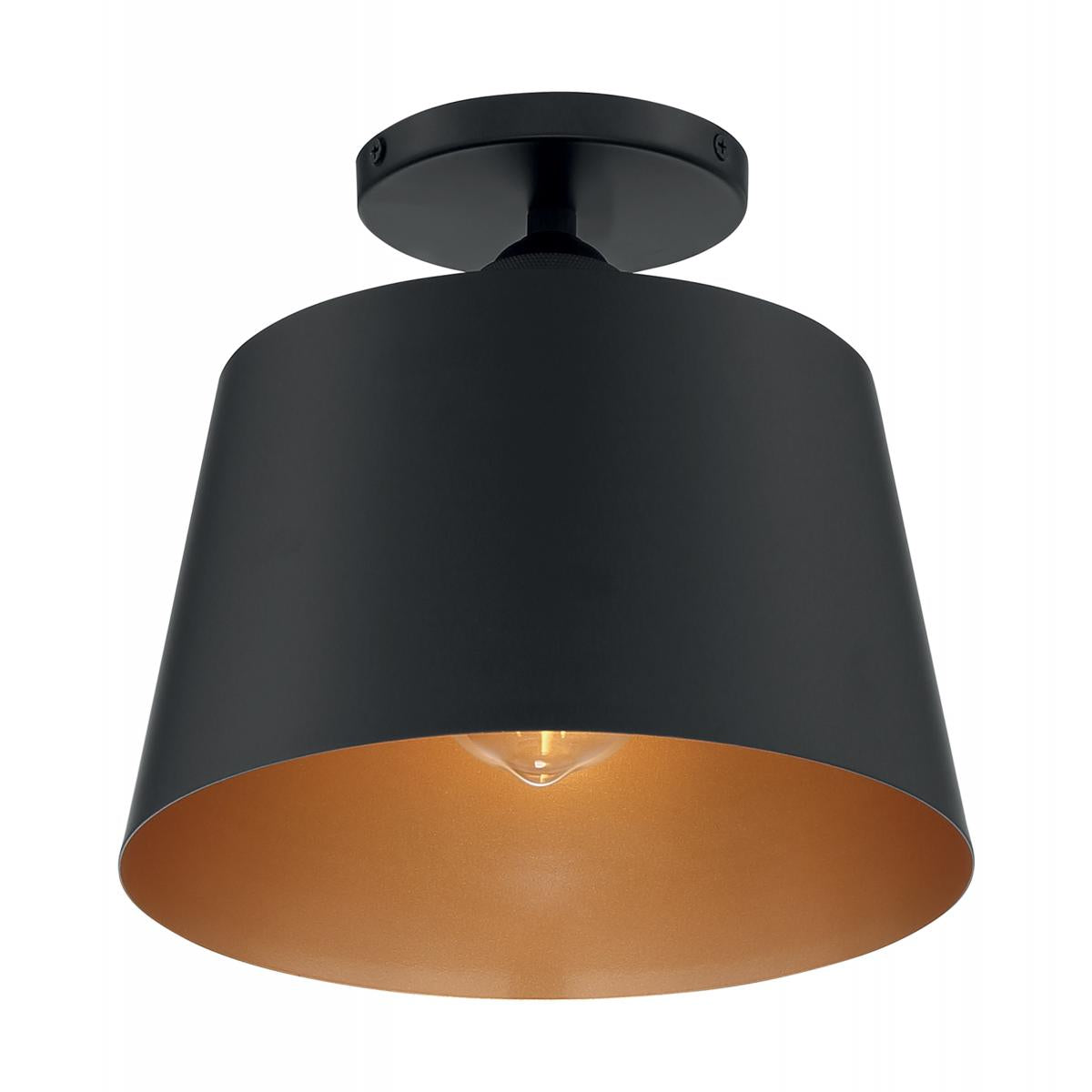 Nuvo 60-7332 10" Motif 1 Light Semi-Flush Fixture – Black and Gold Accents, 100W Max, 120V, cETLus Listed