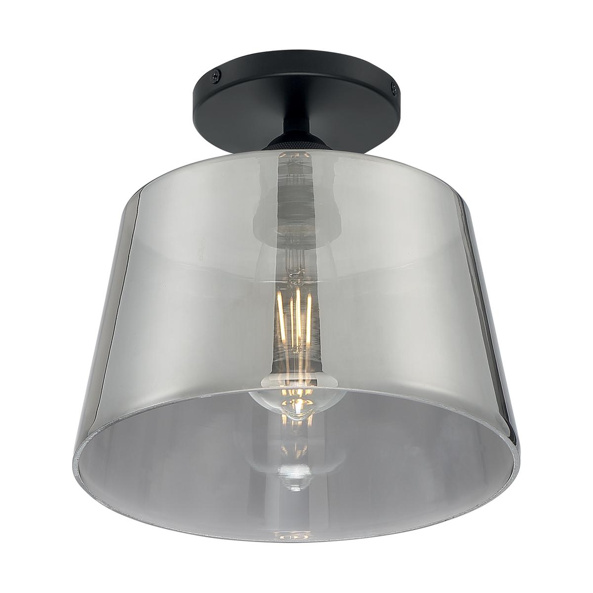 Nuvo 60-7334 Motif 1 Light Semi-Flush Fixture – Black and Smoked Glass, 100W Max, 120V, cETLus Listed