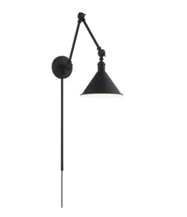 Nuvo 60-7363 Delancey Swing Arm Lamp w/ Switch, E26, Voltage 120V, Matte Black