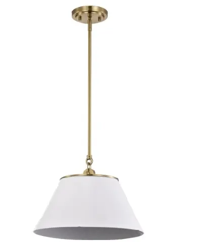 Nuvo 60-7412 Dover Pendant Light, Wattage 60W, Voltage 110V, White /Vintage Brass, Medium