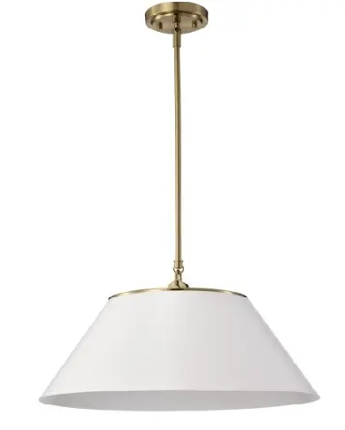 Nuvo 60-7415 Dover Pendant,3-Light, Wattage 60W, Voltage 110V, White/Vintage Brass, Large