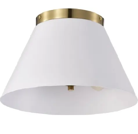 Nuvo 60-7418 Dover Flush Mount, 3-Light, Wattage 60W, Voltage 110V, White/Vintage Brass, Small