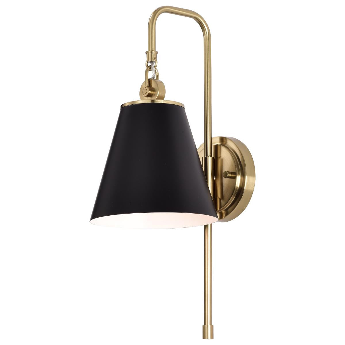 Nuvo 60-7445 Dover 1 Light Wall Sconce – Black with Vintage Brass, 60W Max, 120V, cETLus Listed