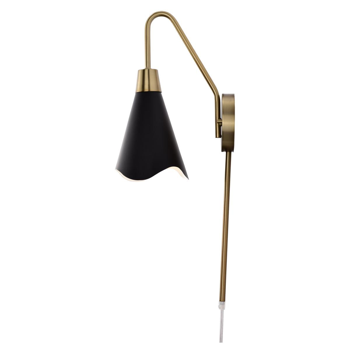 Nuvo 60-7467 Tango 1 Light Wall Sconce – Matte Black with Burnished Brass, 60W Max, 120V, cETLus Listed