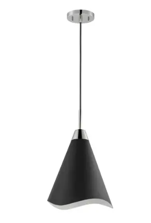 Nuvo 60-7478 Tango Pendant, 1 Light, Wattage 60W, Voltage 120V, Black/Polished Nickel, Large