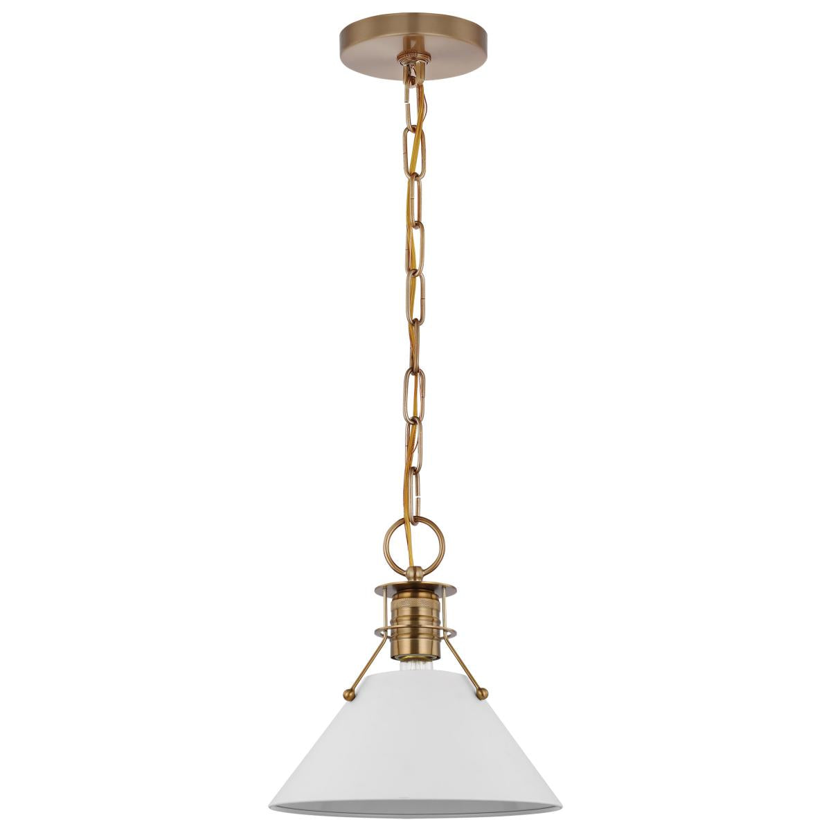 Nuvo 60-7521 Outpost 1 Light Small Pendant – Matte Black with Burnished Brass, 60W Max, 120V, cULus Listed