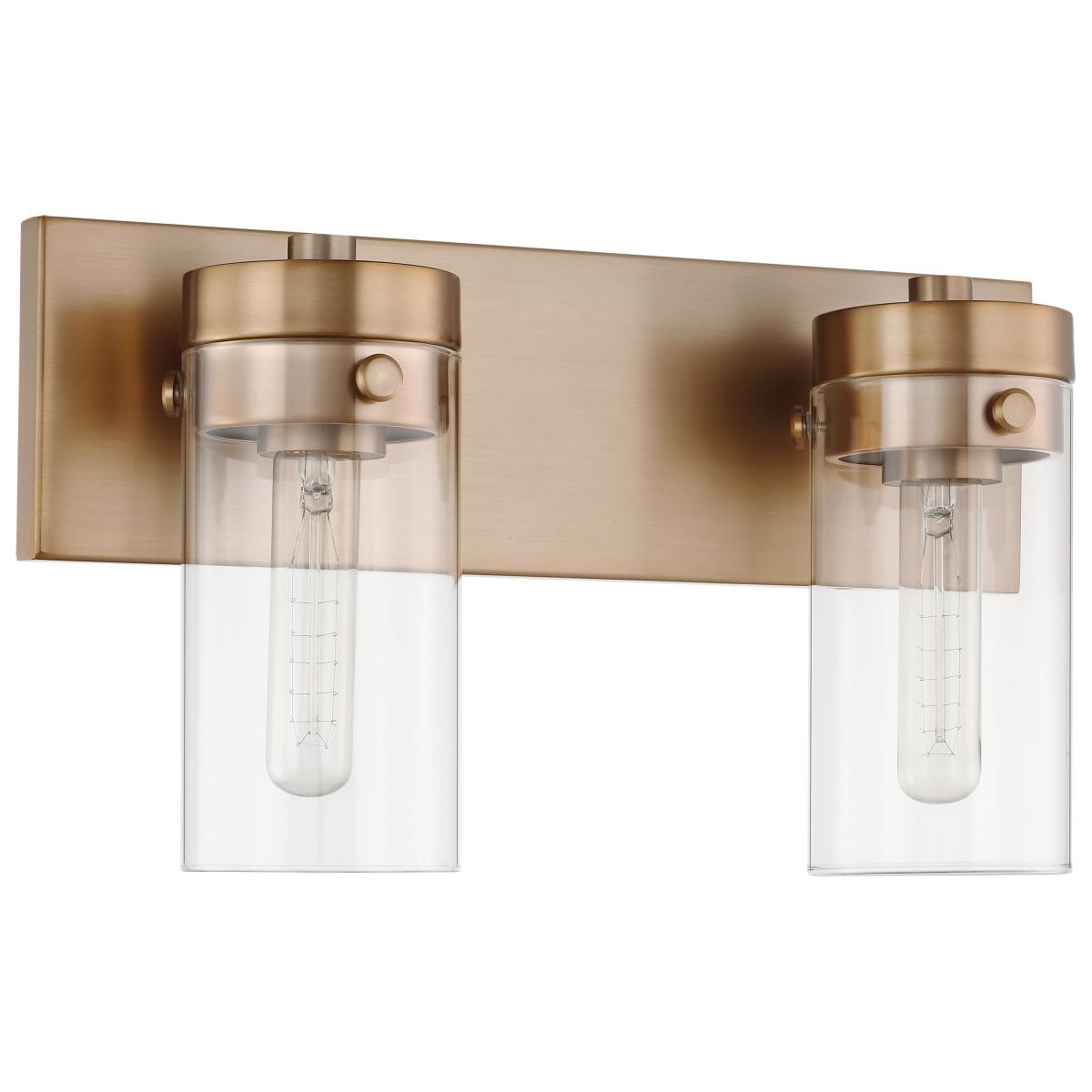 Nuvo 60-7532 Intersection 2 Light Vanity – Burnished Brass with Clear Glass, 60W Max, 120V, cULus Listed