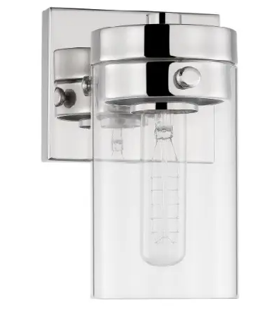 Nuvo 60-7631 Intersection Vanity 1-Light, Wattage 60W, Voltage 120V, Polished Nickel/Clear Glass