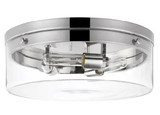 Nuvo 60-7638 Intersection Flush Mount, Large, Wattage 60W, Voltage 120V, Clear Glass/Polished Nickel