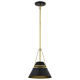 Nuvo  60-7767 Adina 1 Light Small Pendant – Matte Black and Natural Brass Finish, 60W Max, 120V, cULus Listed