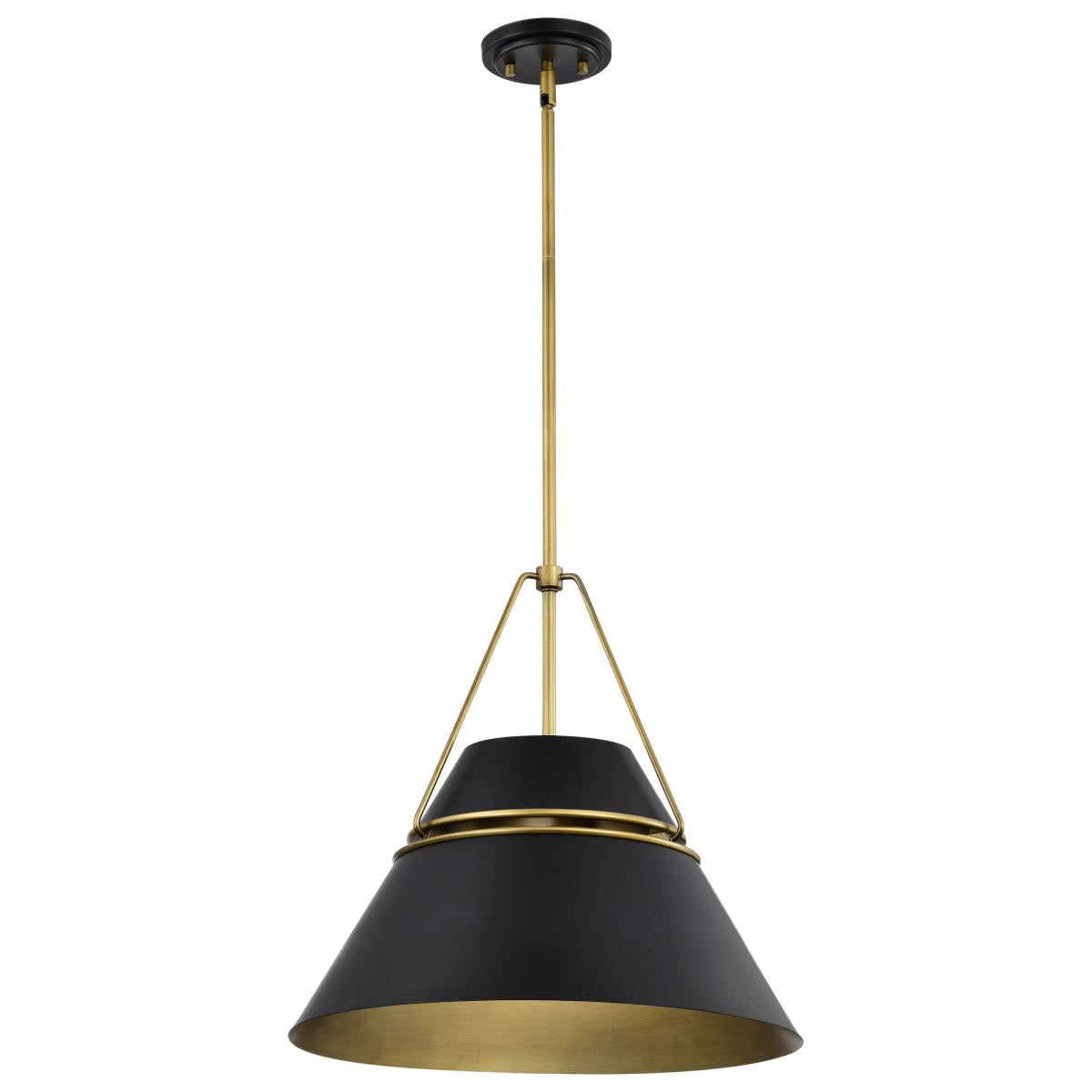 Nuvo 60-7768 Adina 3 Light Large Pendant – Matte Black and Natural Brass Finish, 60W Max, 120V, cULus Listed