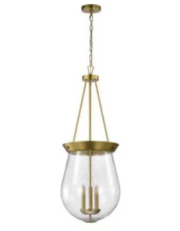 Nuvo 60-7804 14-in Boliver Pendant Light Fixture w/o Bulbs, 3-Light, Vintage Brass