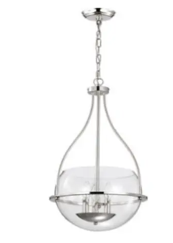 Nuvo 60-7819 14-in Amado Pendant Light Fixture w/o Bulbs, 3-Light, Polished Nickel