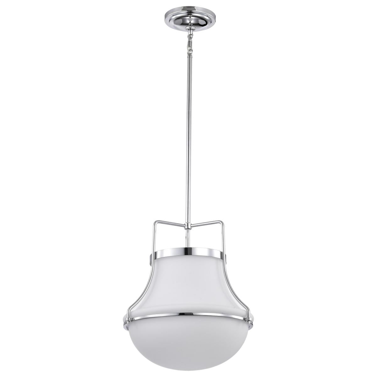Nuvo 60-7873 Valdora 1 Light 14" Pendant – Polished Nickel Finish with White Opal Glass, 60W Max, 120V, cULus Listed
