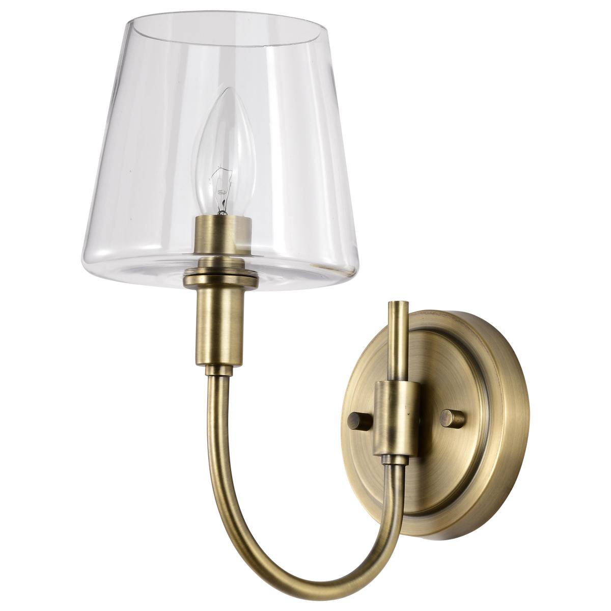 Nuvo 60-7881 Brookside 1 Light Sconce – Vintage Brass Finish with Clear Glass, 60W Max, 120V, cETLus Listed