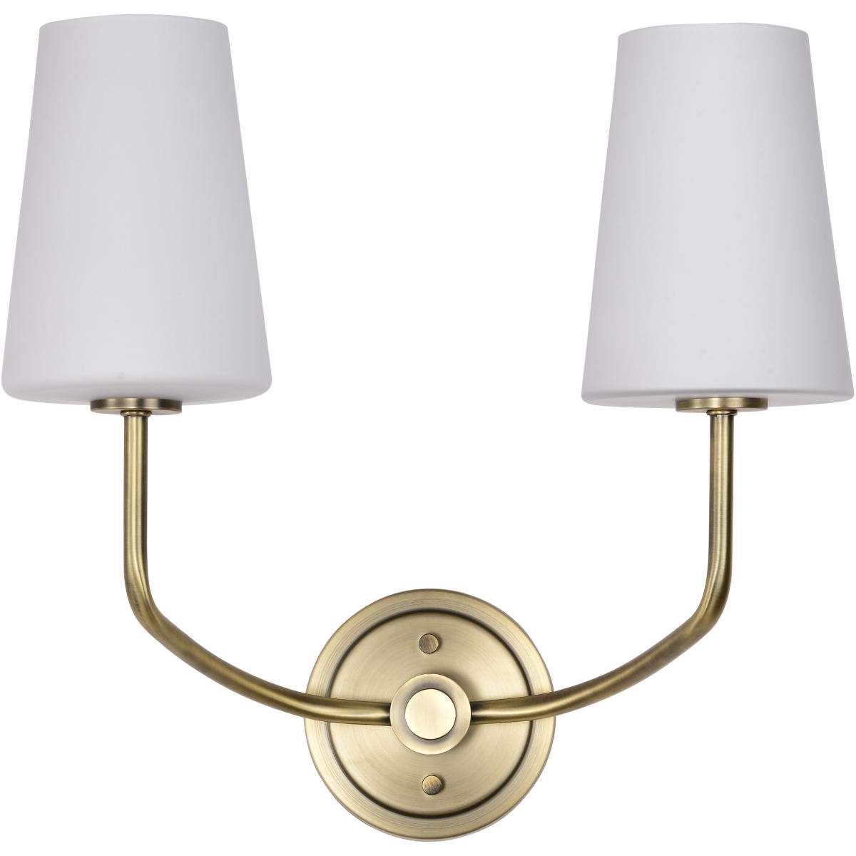 Nuvo 60-7882 Cordello 2 Light Sconce – Vintage Brass Finish with Etched White Opal Glass, 60W Max, 120V, cETLus Listed