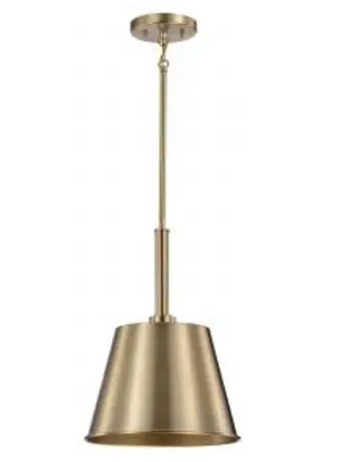 Nuvo 60-7939 Alexis Small Pendant Fixture w/o Bulb, Voltage 120V, Burnished Brass/Gold