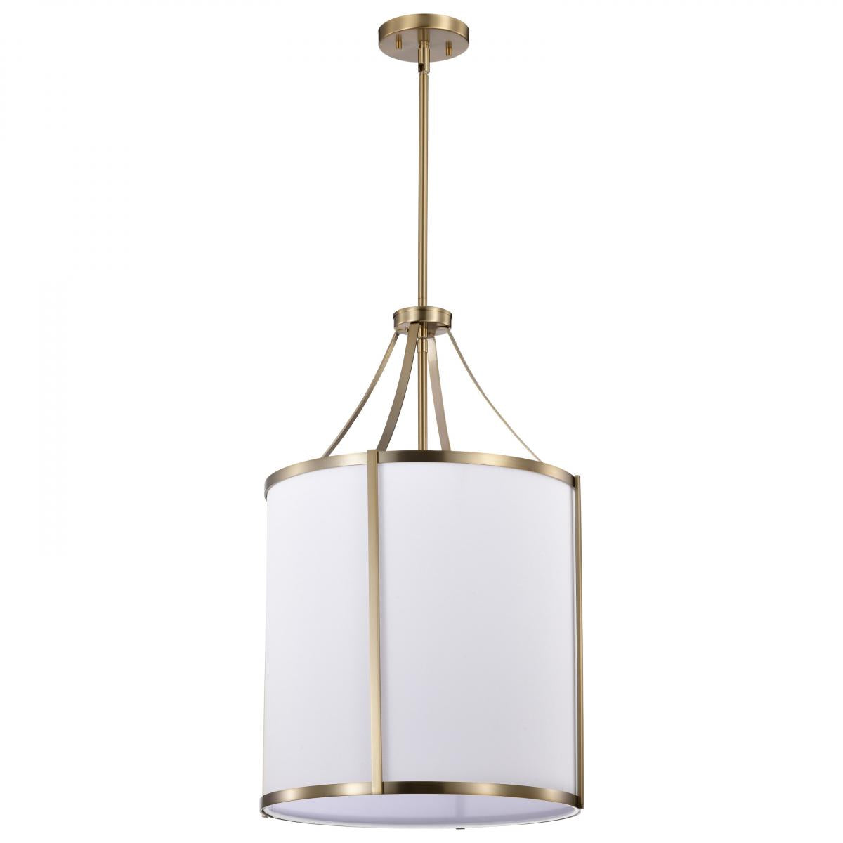 Nuvo 60-7962 Easton 3 Light Pendant – Burnished Brass Finish with White Linen Shade, 100W Max, 120V, cULus Certified