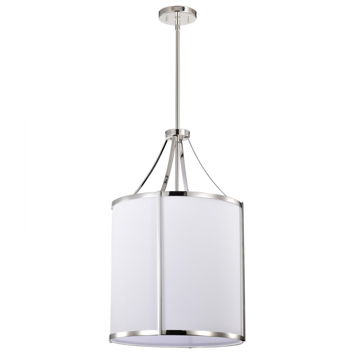 Nuvo 60-7972 Easton 3 Light Pendant – Polished Nickel Finish with White Linen Shade, 100W Max, 120V, cULus Certified