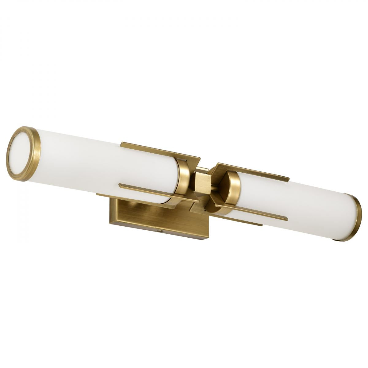 Nuvo 60-8042 Roselle 2-Light Vanity, 24", Natural Brass, White Glass, 60W, 120V, Damp Rated