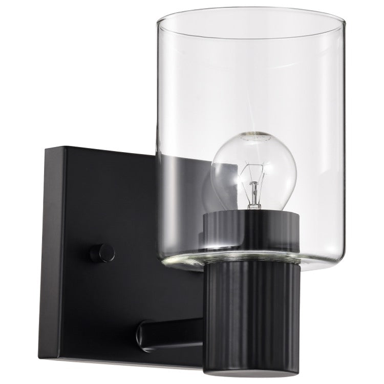 Nuvo 60-8061 Clarksville 1-Light Vanity Fixture - Matte Black / Clear Glass
