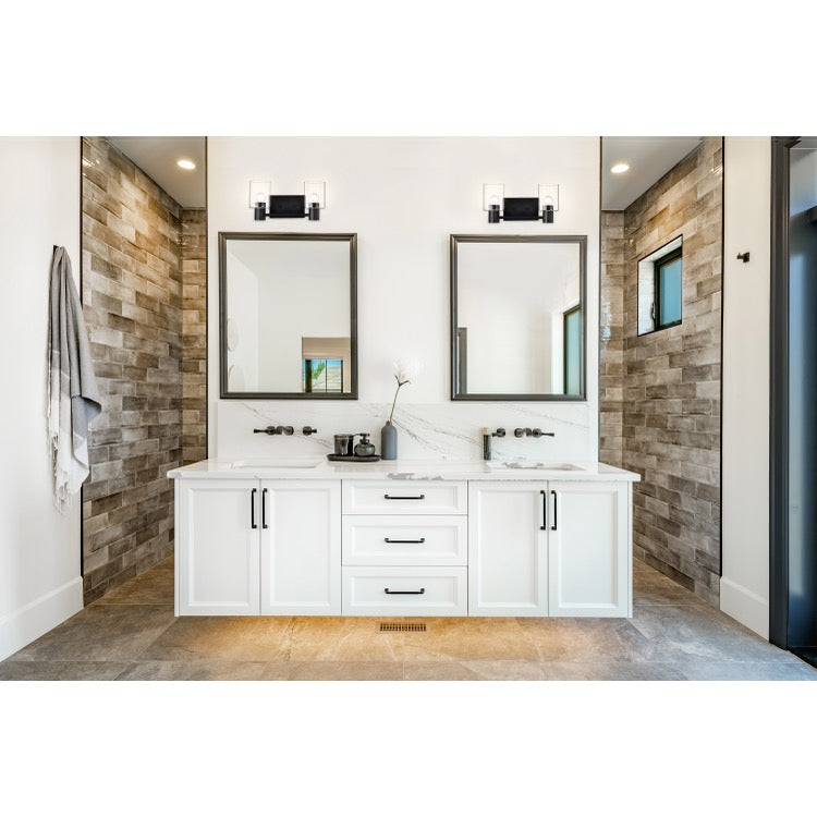 Nuvo 60-8062 Clarksville 2-Light Vanity Fixture - 14in - Matte Black / Clear Glass