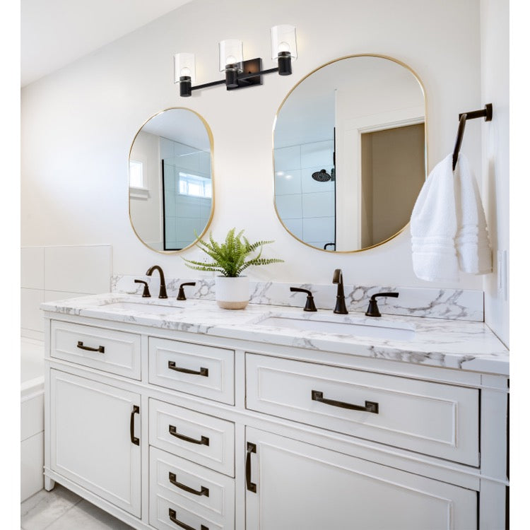 Nuvo 60-8063 Clarksville 3-Light Vanity Fixture - 24in - Matte Black / Clear Glass