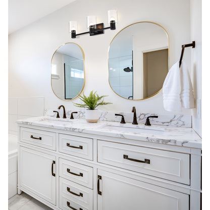 Nuvo 60-8063 Clarksville 3-Light Vanity Fixture - 24in - Matte Black / Clear Glass