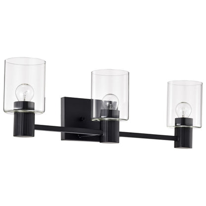 Nuvo 60-8063 Clarksville 3-Light Vanity Fixture - 24in - Matte Black / Clear Glass
