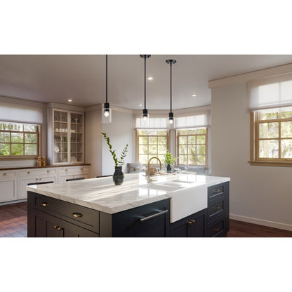 Nuvo 60-8064 Clarksville Mini Pendant - Matte Black / Clear Glass