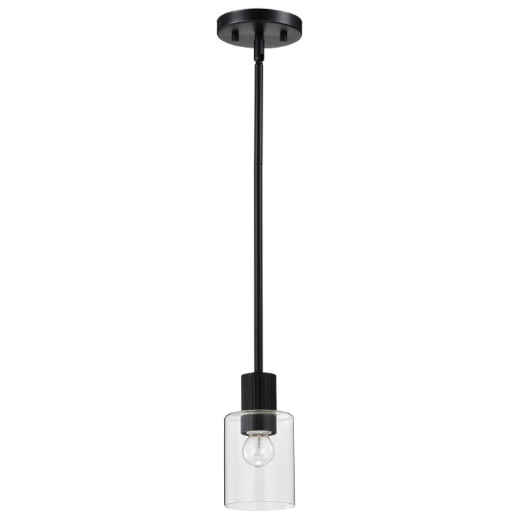 Nuvo 60-8064 Clarksville Mini Pendant - Matte Black / Clear Glass