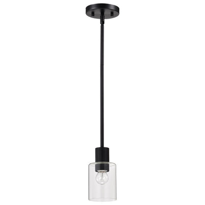Nuvo 60-8064 Clarksville Mini Pendant - Matte Black / Clear Glass