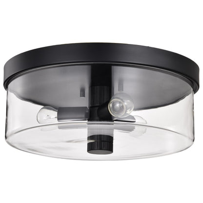 Nuvo 60-8065 Clarksville 3-Light Flush Mount - 15in - Matte Black / Clear Glass
