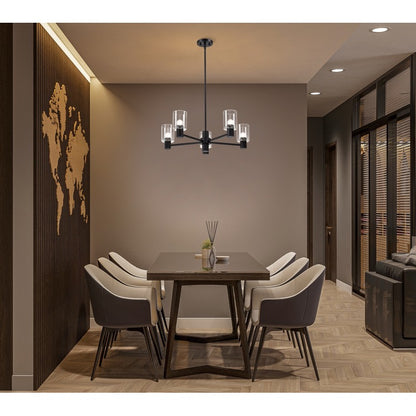 Nuvo 60-8066 Clarksville 5-Light Chandelier - Matte Black / Clear Glass Shade