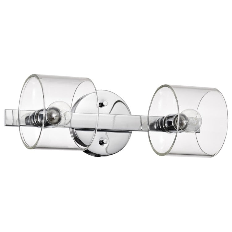Nuvo 60-8072 Marlowe 2-Light Vanity Fixture - 16in - Polished Nickel / Clear Glass