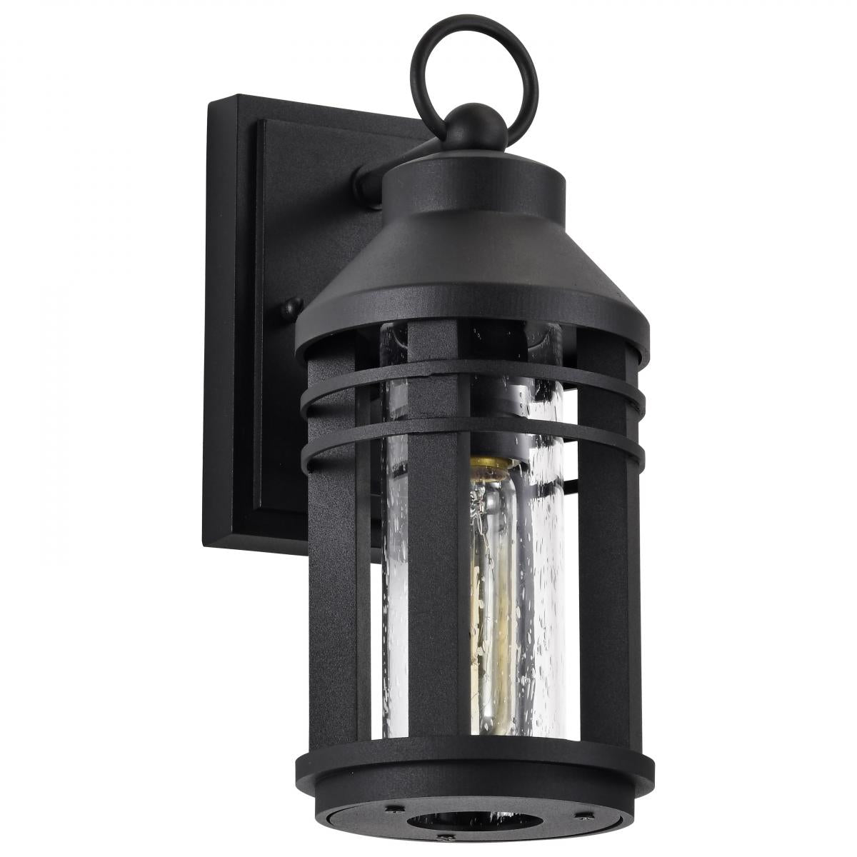 Nuvo 60-8101 Wilton Collection 1-Light Matte Black Outdoor Wall Lantern with Clear Seeded Glass - 60W 120V, Die-Cast Aluminum, cETLus Listed & Wet-Rated