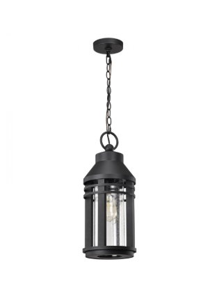 Nuvo 60-8104 Wilton; 1 Light Hanging Lantern; Matte Black with Clear Seeded Glass