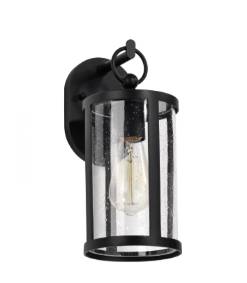 Nuvo 60-8111 Broadstone; 1 Light Small Wall Lantern; Matte Black with Clear Seeded Glass