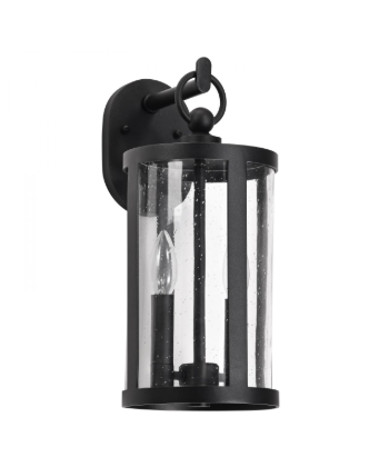 Nuvo 60-8113 Broadstone; 2 Light Large Wall Lantern; Matte Black with Clear Seeded Glass