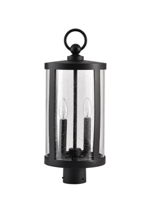 Nuvo 60-8114 Broadstone; 2 Light Post Top; Matte Black with Clear Seeded Glass