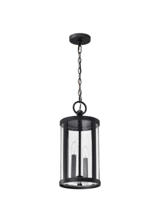 Nuvo 60-8115 Broadstone; 2 Light Hanging Lantern; Matte Black with Clear Seeded Glass