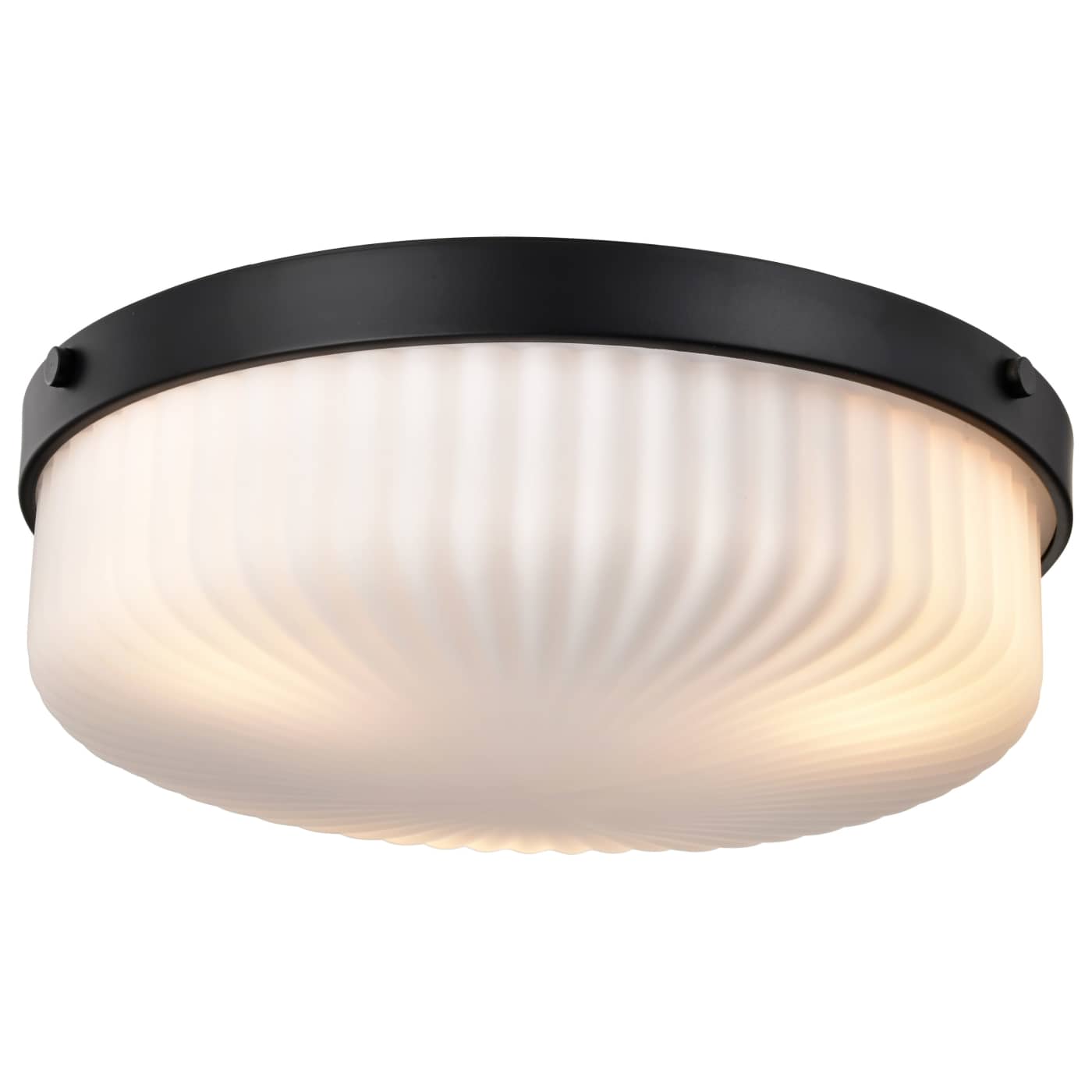 Nuvo 60-8648 Solara 16.63" Indoor Flush Mount Ceiling Light - Finish: Matte Black - Frosted Ribbed Glass