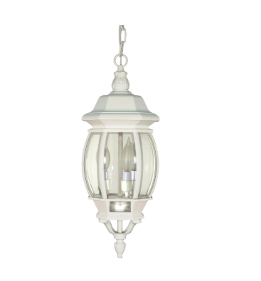 Nuvo 60-894 Central Park - 3 Light 20" Hanging Lantern with Clear Beveled Glass - White Finish