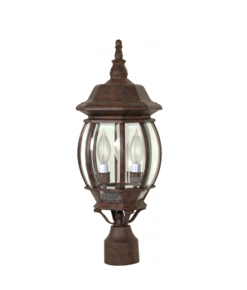 Nuvo 60-898 Central Park - 3 Light 21" Post Lantern with Clear Beveled Glass - Old Bronze Finish