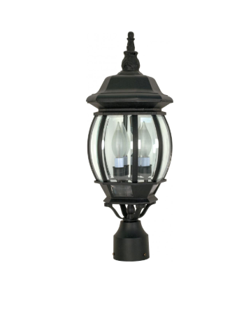 Nuvo 60-899 Central Park - 3 Light 21" Post Lantern with Clear Beveled Glass - Textured Black Finish